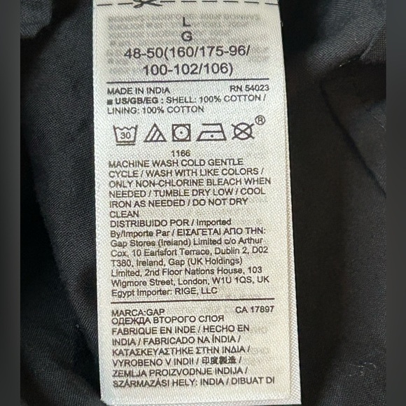 GAP Button Front Tiered Shift Dress Black 100%Cotton Prairie Festival Women Sz L - Picture 11 of 13